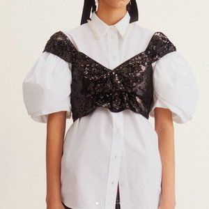 *STUNNING* NEW SIMONE ROCHA X H&M BLACK SEQUIN TOP BUSTIER M 42